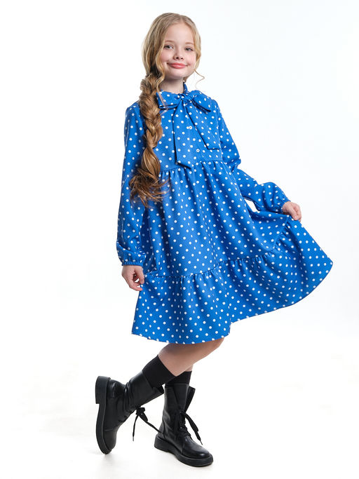 Платье подростковое в горох UD 7014 св.голубой горох - Mini maxi фото 27