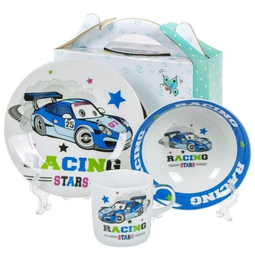 Набор детский 3пр Крутой гонщик (тарелка 17.5см, салатник 15см, кружка 230мл) под/уп C622 /DANIKS/  фото 2