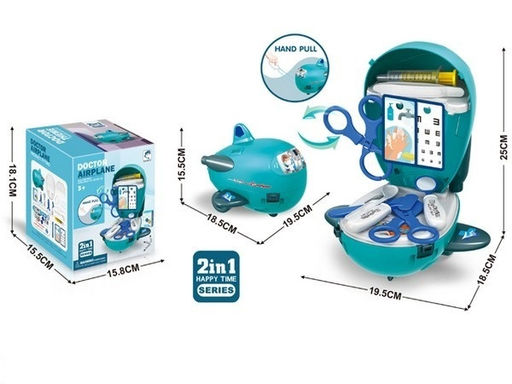 Набор "Доктор" в боксе в виде самолёта, с аксесс.15,5*18,5*19,5 см, в/к арт.2397553