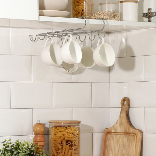 Держатель для кружек Доляна, на 10 предметов, подвесной, 27.5×18×6.5 см, хром