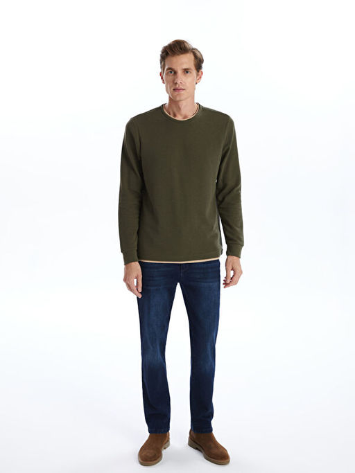 Bisiklet Yaka Uzun Kollu Erkek Sweatshirt