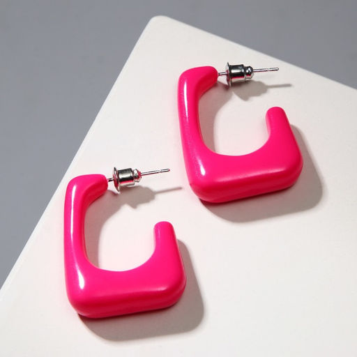 Серьги акрил Тренд рамка, цвет ярко-малиновый