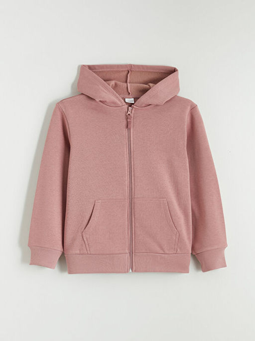 Uzun Kollu K?z ?ocuk Kal?n Fermuarl? Sweatshirt