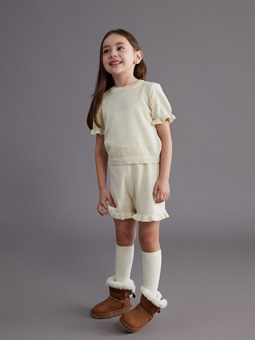 Bisiklet Yaka K?z ?ocuk Bluz ve ?ort 2li