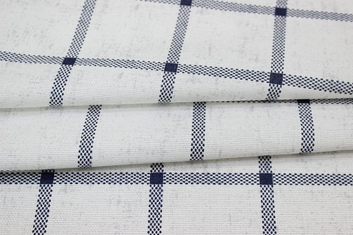 Рогожка Темная серо-синяя клетка (6.5*6.5см) на белом, ш.1.5м, хлопок-100%, 160гр/м.кв - Купава фото 5