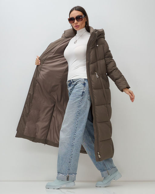 Пальто зимнее Visdeer 7729SK женское утепленное 240 г/м² светло-коричневое  фото 19