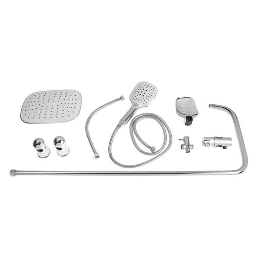 Душевая система ZEIN Z1005, тропическая и ручная лейка 3 режима, шланги, стойка, мыльница, хром