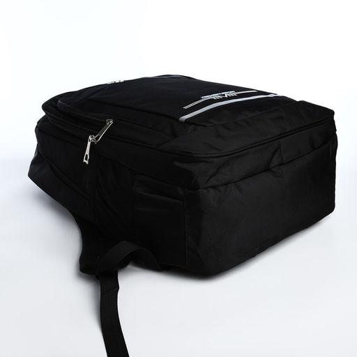 Рюкзак молодёжный из текстиля, 2 отдела на молнии, 4 кармана, цвет чёрный/синий - Simaland фото 3