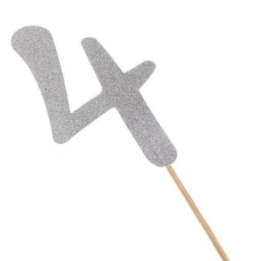 Цена за 6 шт. Топпер в торт 4, цвет серебро - Страна карнавалия фото 2