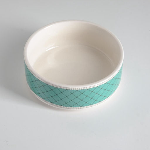 Миска керамическая Сеточка 200 мл - 10.510.54 см, белая/мятная - Пижон фото 3