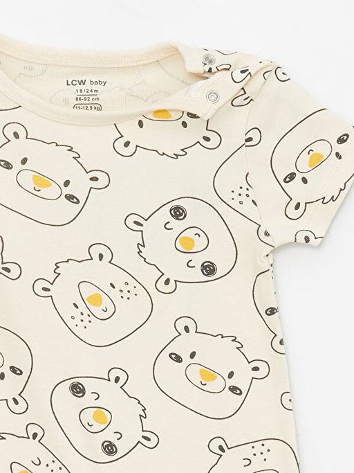 Bisiklet Yaka K?sa Kollu Bask?l? Erkek Bebek Tulum - Waikiki фото 3