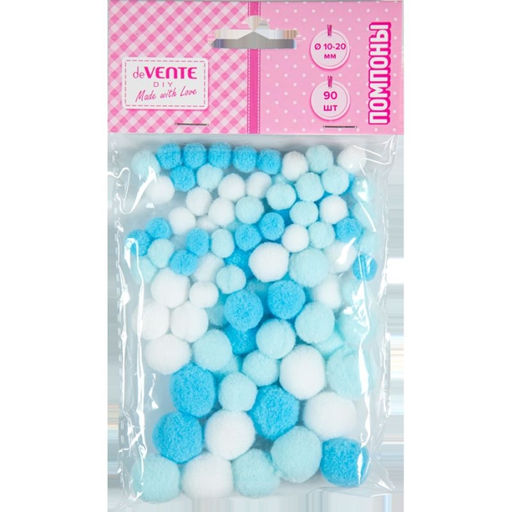 Набор помпонов для творчества "DIY" 90 шт, ассорти размеров и цветов