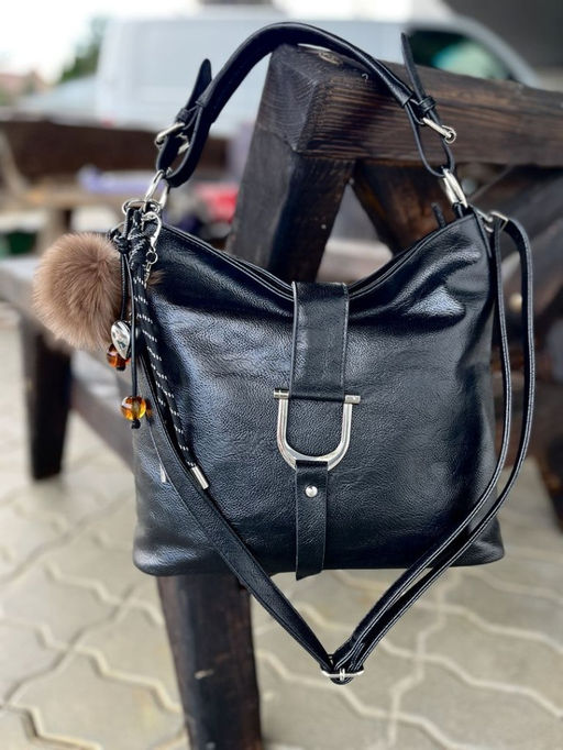 Женская сумка хобо из эко кожи 007 Черный