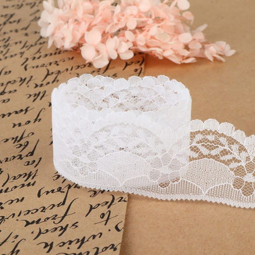 Цена за 2 шт. Кружево капроновое, 40 мм, 10±1 м, белое