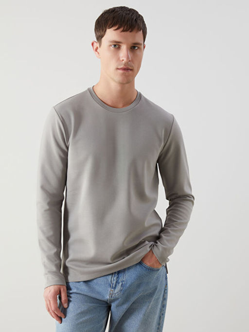 Bisiklet Yaka Uzun Kollu Erkek Sweatshirt