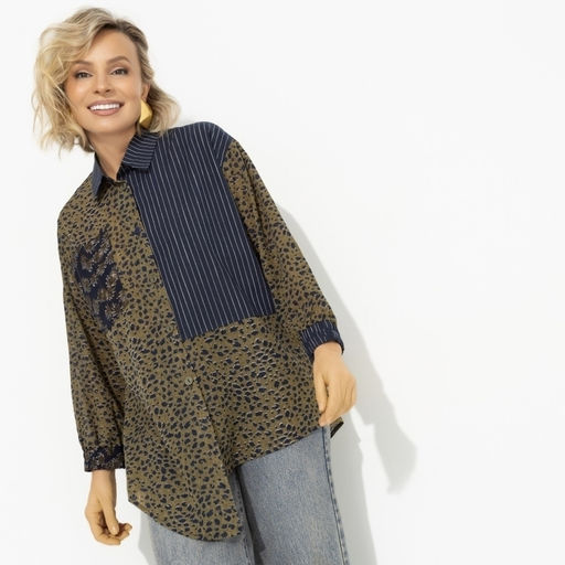 Рубашка асимметричного кроя Жемчужина образа (green) - Charutti фото 6