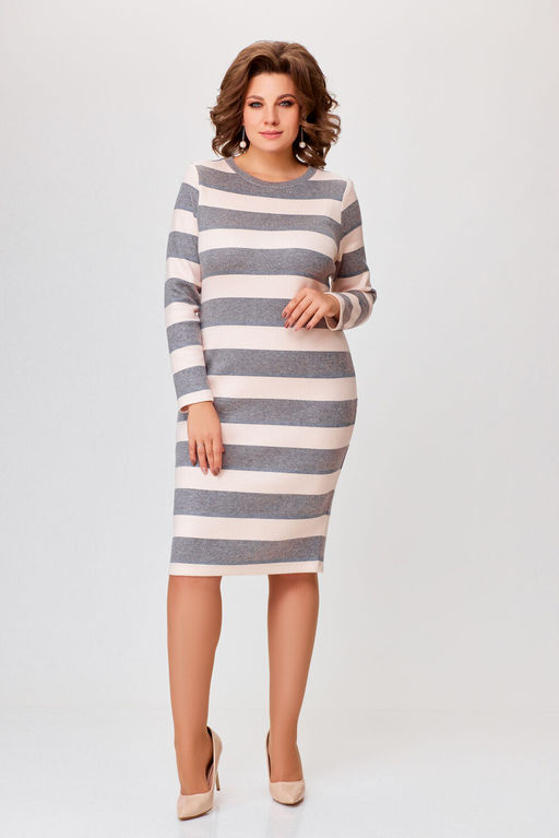 Платье Swallow 770.2 полоска молочная+серая - Mira fashion фото 7