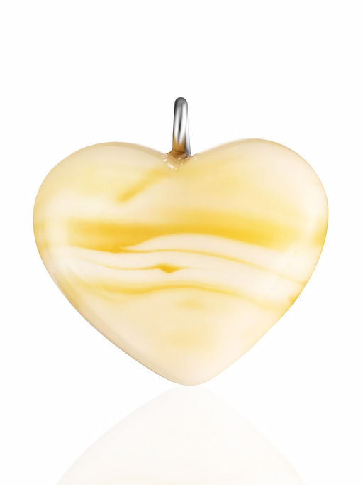 Подвеска-сердце из натурального балтийского янтаря с природным рисунком