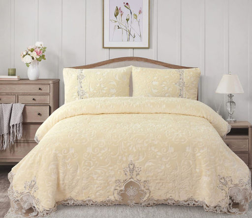 Комплект: велюровое покрывало + 2 наволочки 50х70 BELLA HOME Y-04 СЕРЫЙ