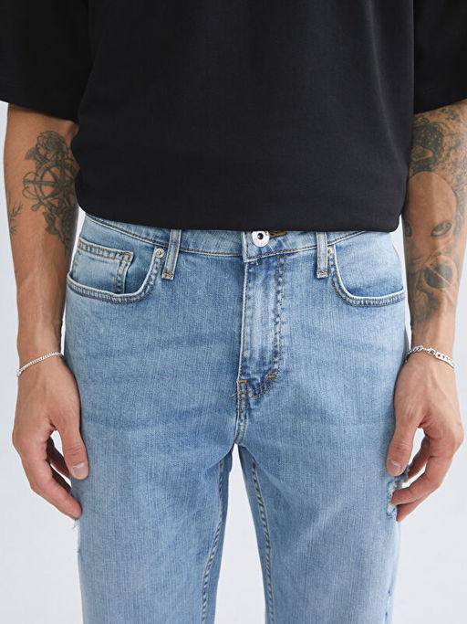750 Slim Fit Y?rt?k Detayl? Erkek Jean Pantolon