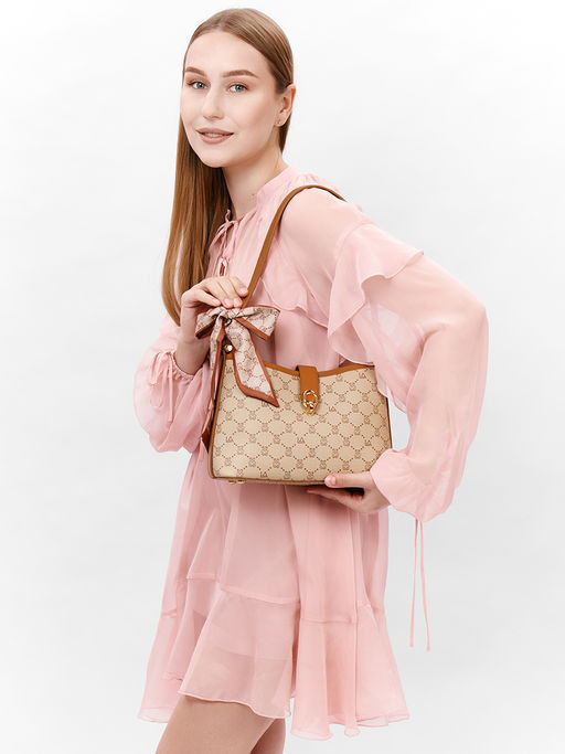 LACCOMA сумка AC573-мишки бежевый эко кожа хлопок  фото 3