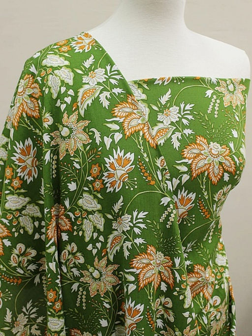 Штапель Зачарованный сад цв.травяной, ш.1.45м, вискоза-100%, 100гр/м.кв - Купава фото 8