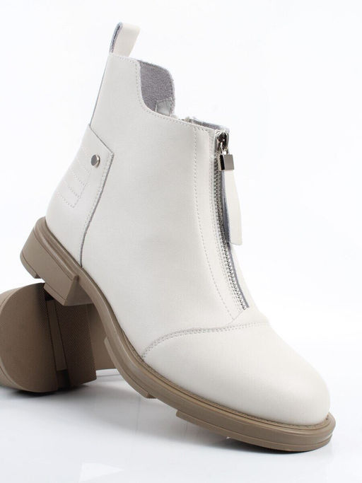 01-M43-11 LT.BEIGE Ботинки демисезонные женские (натуральная кожа, байка)