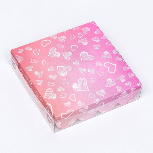 Цена за 5 шт. Коробка для печенья, «Сердца» 12×12×3