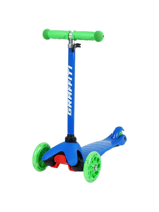 Самокат GRAFFITI, колёса световые PU 110/75 мм, ABEC 7, цвет синий