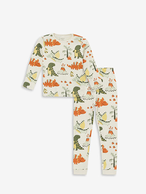 Bisiklet Yaka Uzun Kollu Bask?l? Erkek Bebek Pijama Tak?m?