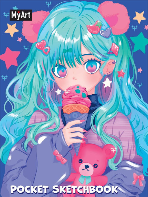 Скетчбук 104*146мм, 48л., тв. обл.. "Мой мишка" (10076-8, MyArt) матовая ламинация, выб. лак, резинка