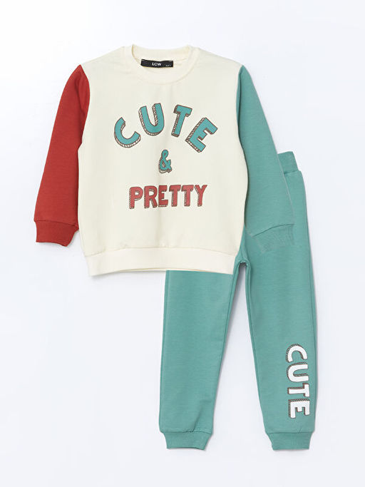 Bisiklet Yaka Bask?l? K?z Bebek E?ofman Tak?m