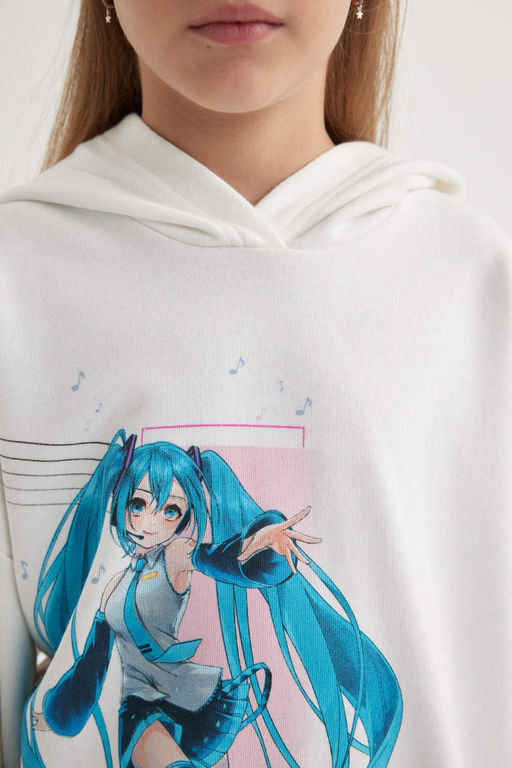 Толстовка с капюшоном для девочек Hatsune Miku Oversize - Defacto фото 5
