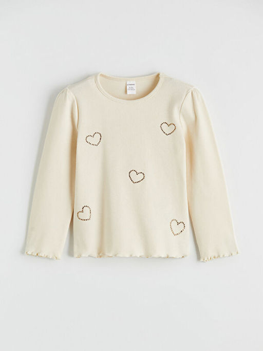 Kalp Bask?l? K?z ?ocuk Bluz ve Tayt Pantolon