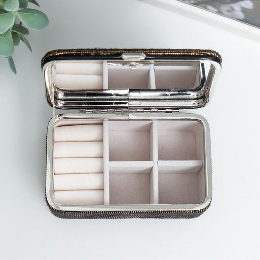 Шкатулка кожзам для украшений Мелкие квадратики. Шоколад 6х7х12 см - Simaland фото 3