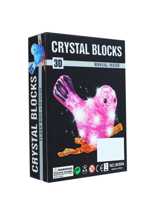 3D пазл кристаллический Птичка, 50 деталей, световые эффекты, работает от батареек, МИКС - Simaland фото 7
