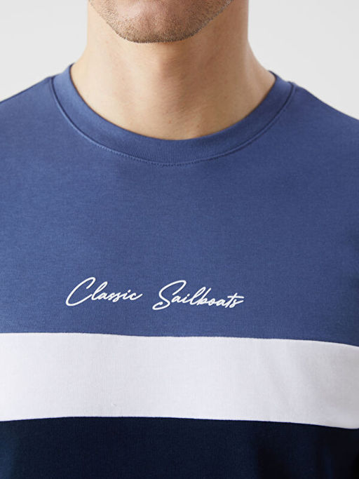 Bisiklet Yaka Uzun Kollu Renk Bloklu Erkek Kal?n Kal?n Sweatshirt