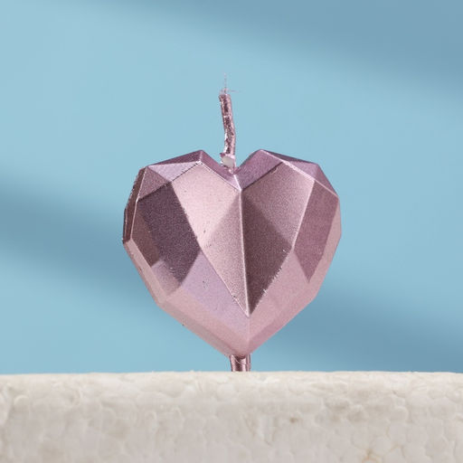 Цена за 3 шт. Свеча для торта «Сердце», розовое золото