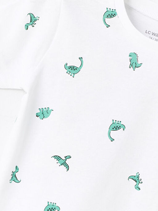 K?sa Kollu Bask?l? Erkek Bebek Ti??rt - Waikiki фото 3