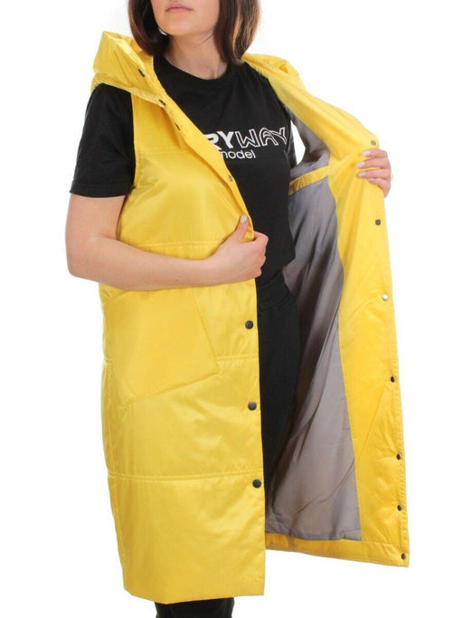 M006 YELLOW Жилет женский демисезонный (100 гр. синтепон) - Фабричный китай фото 6