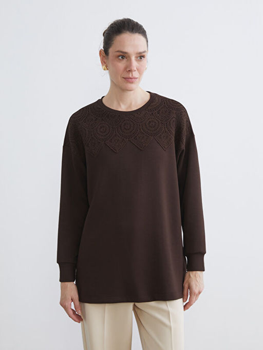 Kro?e Detayl? Kad?n Sweatshirt Tunik