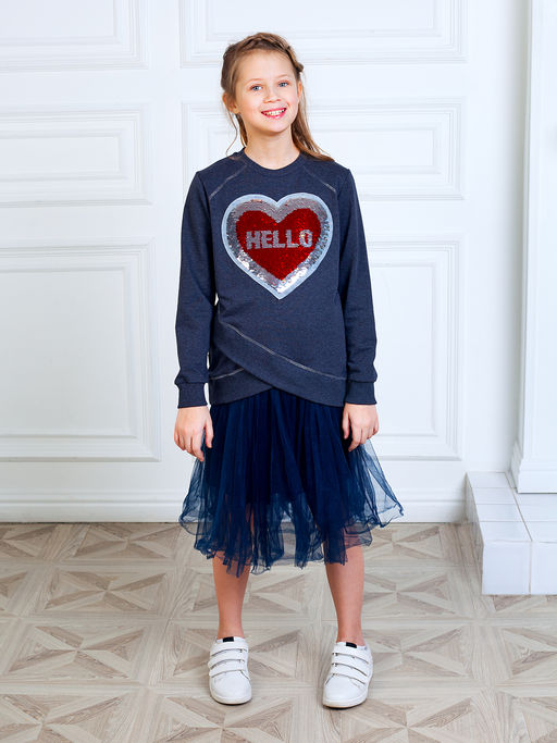 Свитшот "Хелло",антрацитовый