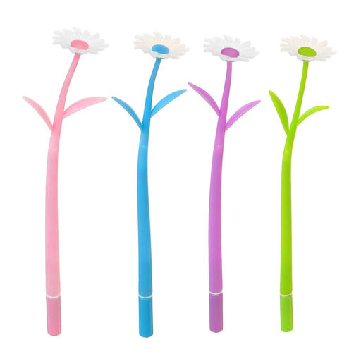 Цена за 48 шт. Ручка-прикол Calligrata Ромашки, меняет цвет при ультрафиолете, чёрный стержень, гелевая, МИКС