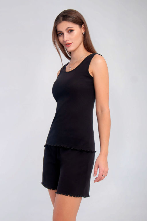 Арт. 9155/4 Пижама с шортами 42-50 (5 шт) Цвет:верх-черный,низ-черный - Калинка фото 2