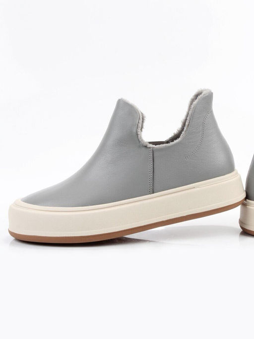 01-XKL24-069R GRAY/BLUE Ботинки демисезонные женские (натуральная кожа, байка)