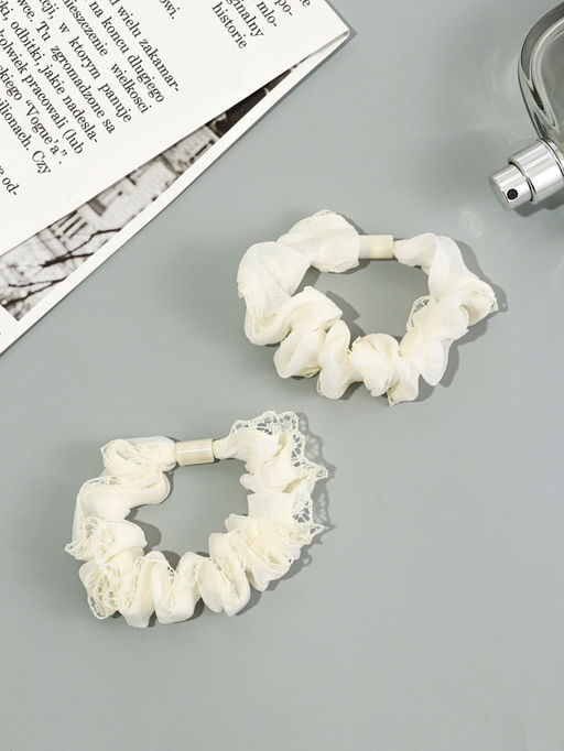 Цена за 6 шт. Резинки для волос «Каприс», набор 2 шт., 7 см, молочные