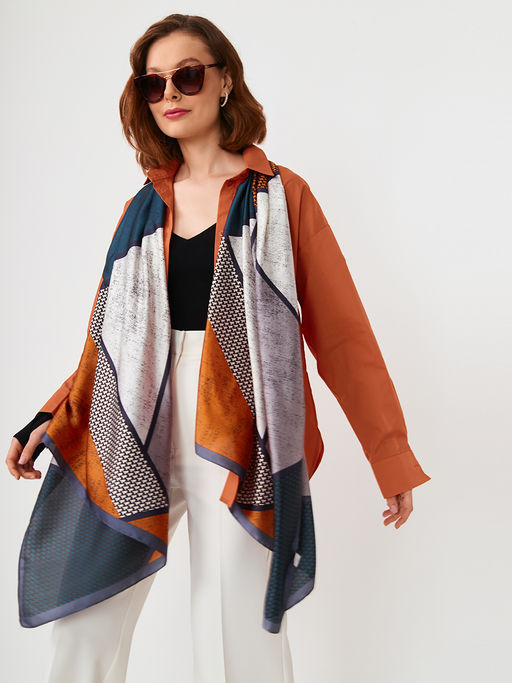 Большой, мягкий, тонкий и очень нежный двусторонний палантин с рисунком - Tantino фото 10