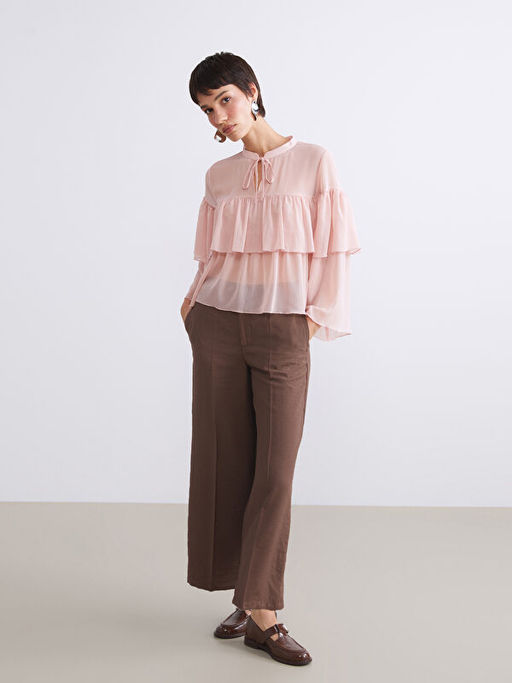 Ba?lamal? Yaka ?ifon F?rf?rl? Bluz