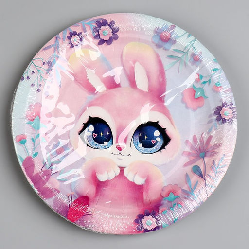 Цена за 10 шт. Тарелка бумажная Зайка, 18 см - Страна карнавалия фото 5
