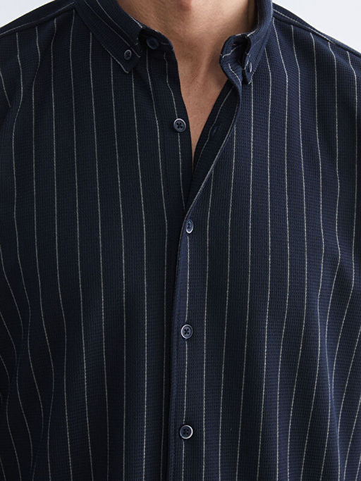 Slim Fit ?izgili Erkek G?mlek